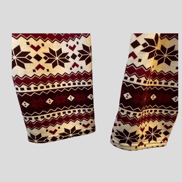 Just Cozy Women’s Leggings 12-20 Cream Red Fleece Lined - Picture 5 of 14